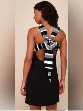 Lulu's Black and White Striped Bow Dress